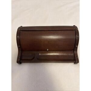 Vintage Wood Jewelry Box Valet Roll Down Dresser Top, Desk Organizer Swank Japan